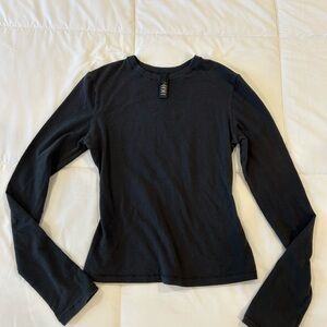 SKIMS Cotton Jersey Long Sleeve Tee Black S